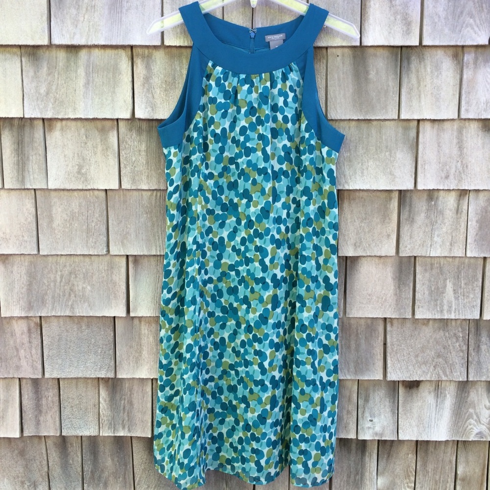 Ann Taylor Sleeveless Lined Trapeze Dots Dress 6P